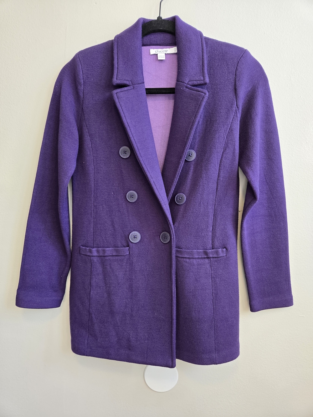 EUC Chico's Deep Purple Double-Breasted Blazer Coat, 00